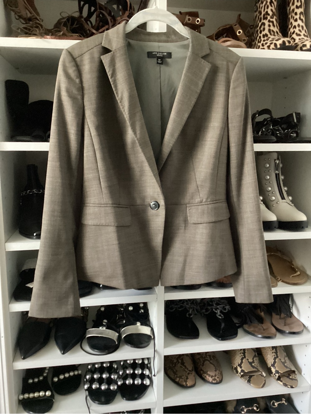 Ann Taylor Taupe Single-Button Blazer